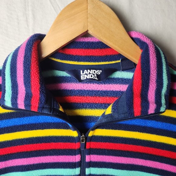 Land End Womens Multi Color Striped Half Zip Fleece Oeko-Tex Pullover Size Small - Picture 3 of 11